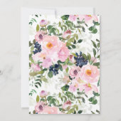 赤面バラとPeonies BINGOブライダルシャワーゲーム 招待状 (裏面)