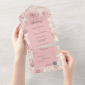 赤面バラとQRコードをすべて1つの招待状 オールインワン招待状 (貼ってはがせる)