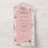 赤面バラとQRコードをすべて1つの招待状 オールインワン招待状 (内側)