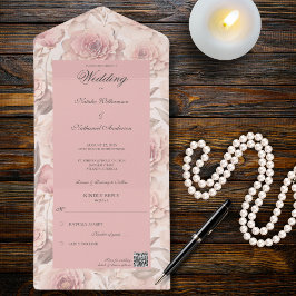 赤面バラとQRコードをすべて1つの招待状 オールインワン招待状