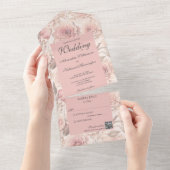 赤面バラとQRコード オールインワン招待状 (貼ってはがせる)