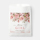 赤面バラの水彩女の子の赤ちゃんシャワー フェイバーバッグ (正面)