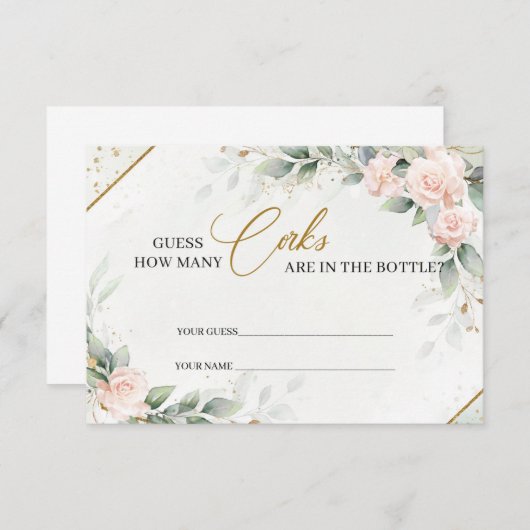 赤面バラは、ボトル内のコルクの数を推測する エンクロージャーカード (正面/裏面)