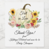 赤面バラひまわり秋かぼちゃ赤ちゃんガールシャワー ワインラベル (シングルラベル)