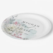 赤面バラアラバスターガーデン結婚フローラ ペーパープレート (アングル)