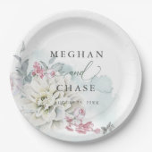赤面バラアラバスターガーデン結婚フローラ ペーパープレート (正面)