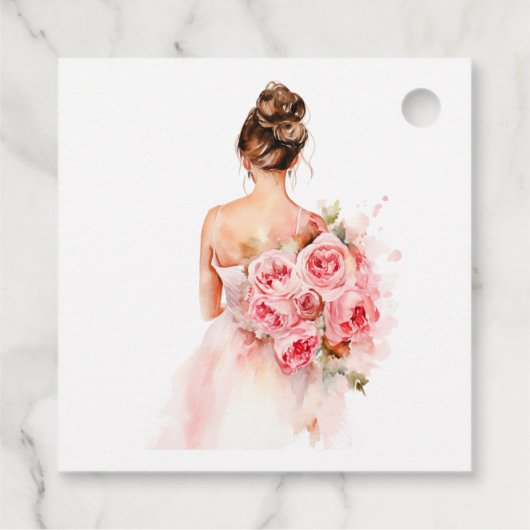 赤面バラウォーター結婚カラーズガウンブライダルシャワー フェイバータグ (裏面)