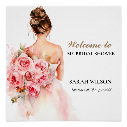 赤面バラウォーター結婚カラーズガウンブライダルシャワー ポスター (正面)