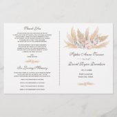 赤面バラオーキッドパンパスグラス結婚式 プログラム (正面)