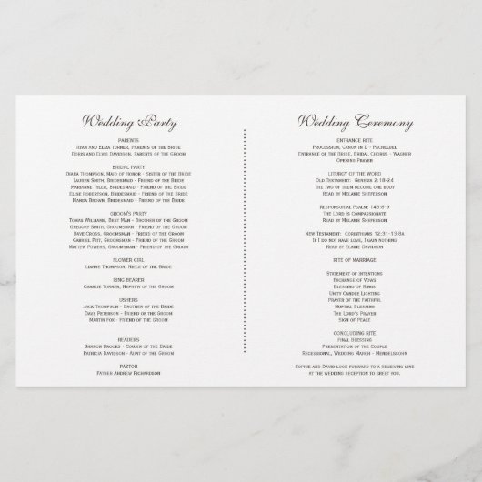 赤面バラオーキッドパンパスグラス結婚式 プログラム (裏面)