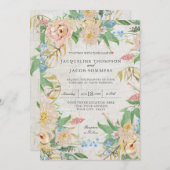 赤面バラキクフローラウォーターカラーアート 招待状 (正面/裏面)