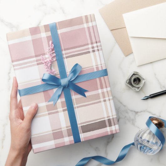 赤面バラクリームブラウンストライプ誕生日 ラッピングペーパー (ギフト)