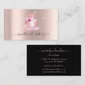 赤面バラグリッターフォイルケーキベーカリーペストリーショップ 名刺 (正面/裏面)