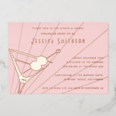 赤面バラゴールドフォイルマルティーニバチェロレッテ 箔招待状 (正面)