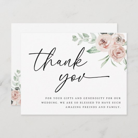 赤面バラサンキューカード結婚のユーザ 招待状 (正面/裏面)