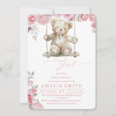 赤面バラス素朴イングベアーガールシャワー 招待状 (正面)