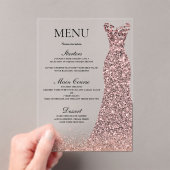 赤面バラドレスバースデーパーティーブライダルシャワーメニュー アクリル招待状 (インサイチュ (ポータブル))