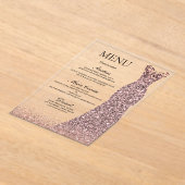 赤面バラドレスバースデーパーティーブライダルシャワーメニュー アクリル招待状 (レイダウン)