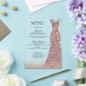 赤面バラドレスバースデーパーティーブライダルシャワーメニュー アクリル招待状 (インサイチュ (ウェディング))