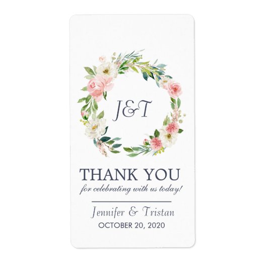 赤面バラネイビー赤面結婚フローラサンキュー ラベル (正面)