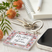 赤面バラパターンマザーオブザグルームスクエア キーホルダー (正面右)