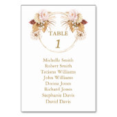 赤面バラパンパスグラス結婚のシーティングチャート テーブルナンバー (裏面)