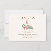 赤面バラパールおよびプロセッコブライダルシャワー サンキューカード (正面)