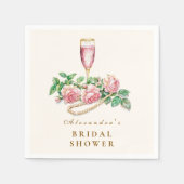 赤面バラパールおよびプロセッコブライダルシャワー スタンダードカクテルナプキン (正面)