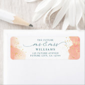 赤面バラピンクウォーターカラー金ゴールド差出人住所 ラベル (インサイチュ)