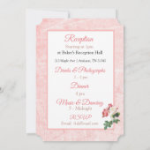 赤面バラピンクストライプのフローラ結婚式招待状 招待状 (裏面)
