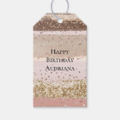 赤面バラピンクチョコレート金ゴールドグリッター誕生日 ギフトタグ (正面)
