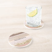 赤面バラピンクチョコレート金ゴールドグリッター誕生日 コースター (側面)