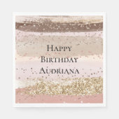 赤面バラピンクチョコレート金ゴールドグリッター誕生日 スタンダードランチョンナプキン (正面)