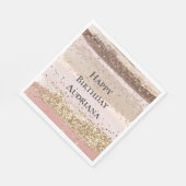 赤面バラピンクチョコレート金ゴールドグリッター誕生日 スタンダードランチョンナプキン (角)