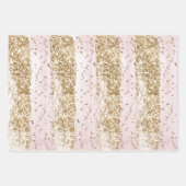 赤面バラピンクチョコレート金ゴールドグリッター誕生日 ラッピングペーパーシート (正面3)