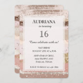 赤面バラピンクチョコレート金ゴールドグリッター誕生日 招待状 (正面/裏面)