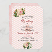 赤面バラピンクフローラ結婚式招待状 招待状 (正面/裏面)