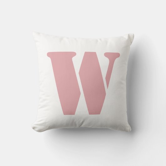 赤面バラピンクミニマリストファミリーモノグラムレター クッション (正面)