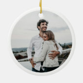 赤面バラピンクミニマルカスタムメリー結婚したリー セラミックオーナメント (裏面)