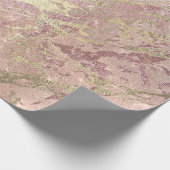 赤面バラピンク大理石光沢スパークパウダー金ゴールド ラッピングペーパー (角)