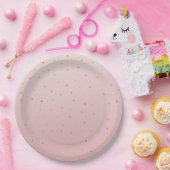 赤面バラピンク金ゴールド紙吹雪スパークル ペーパープレート (パーティー)