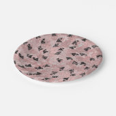 赤面バラピンク金ゴールド&ブラック三角形パターン ペーパープレート (アングル)