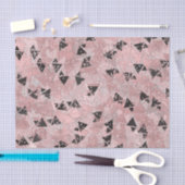 赤面バラピンク金ゴールド&ブラック三角形パターン 薄葉紙 (クラフト)