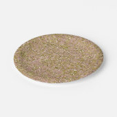 赤面バラピンク&金ゴールドグラムグリッターパーティースパークル ペーパープレート (アングル)