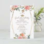 赤面バラフレーム、グラッドキャップ、卒業 招待状 (スタンド正面)