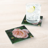 赤面バラフローラガラスコースター ガラスコースター (アングル)