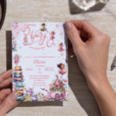 赤面バラフローラフェアリー赤ちゃんシャワーティー 招待状