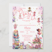 赤面バラフローラフェアリー赤ちゃんシャワーティー 招待状 (正面)