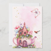 赤面バラフローラフェアリー赤ちゃんシャワーティー 招待状 (裏面)