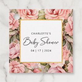 赤面バラフローラベビーシャワー フェイバータグ